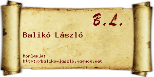 Balikó László névjegykártya